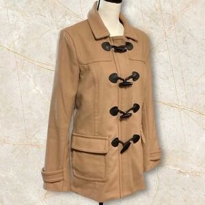 Banana Republic Women's Camel Wool Duffle Coat Toggle Buttons  Medium